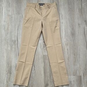 Tan Chinos with Flat Front Waistband and Pressed Creases